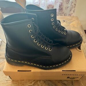 Dr. Martens Black Boots with Yellow Stitching